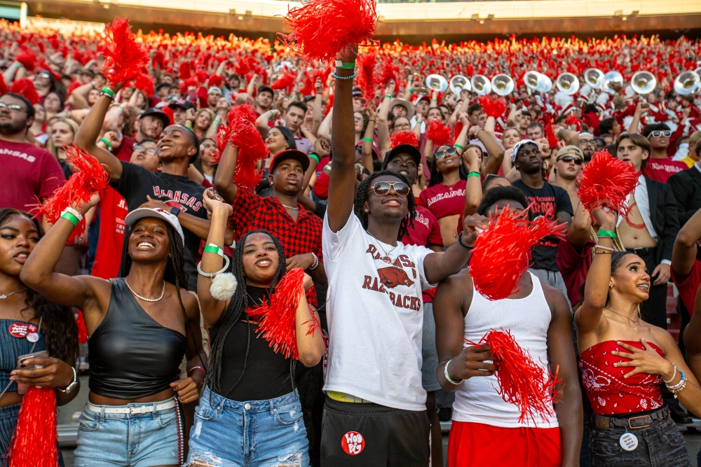 Students at football game
